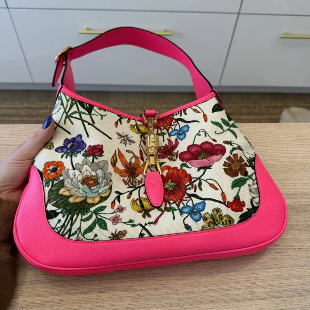 Gucci Jackie 1964 Floral Pink Shoulder Bag - Picture 3 of 14